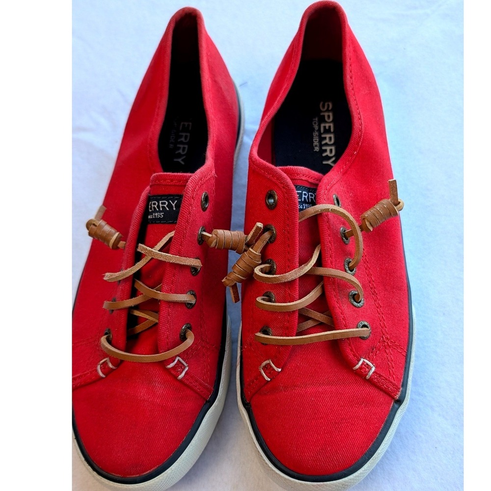 Sperry Top-Sider Crest Vibe Red Canvas Sneakers STS95130 Womens Size 7M Low Top